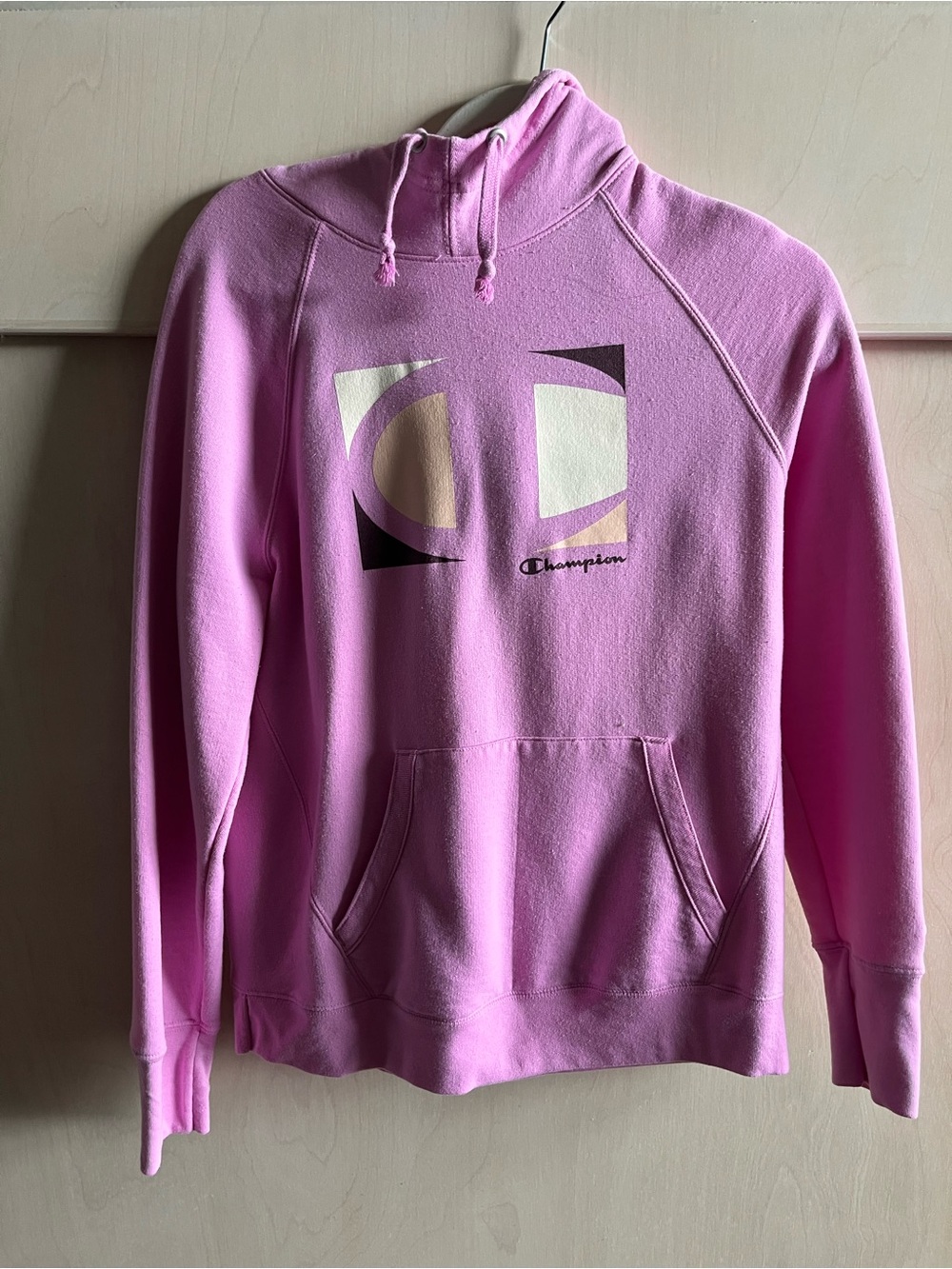 Champion Pink Hooded Sweatshirt with Chest Logo